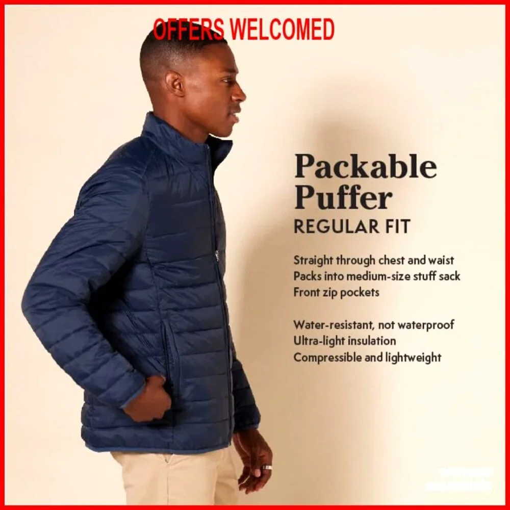 Packable Lightweight Water-Resistant Puffer Jacket Regular Fit